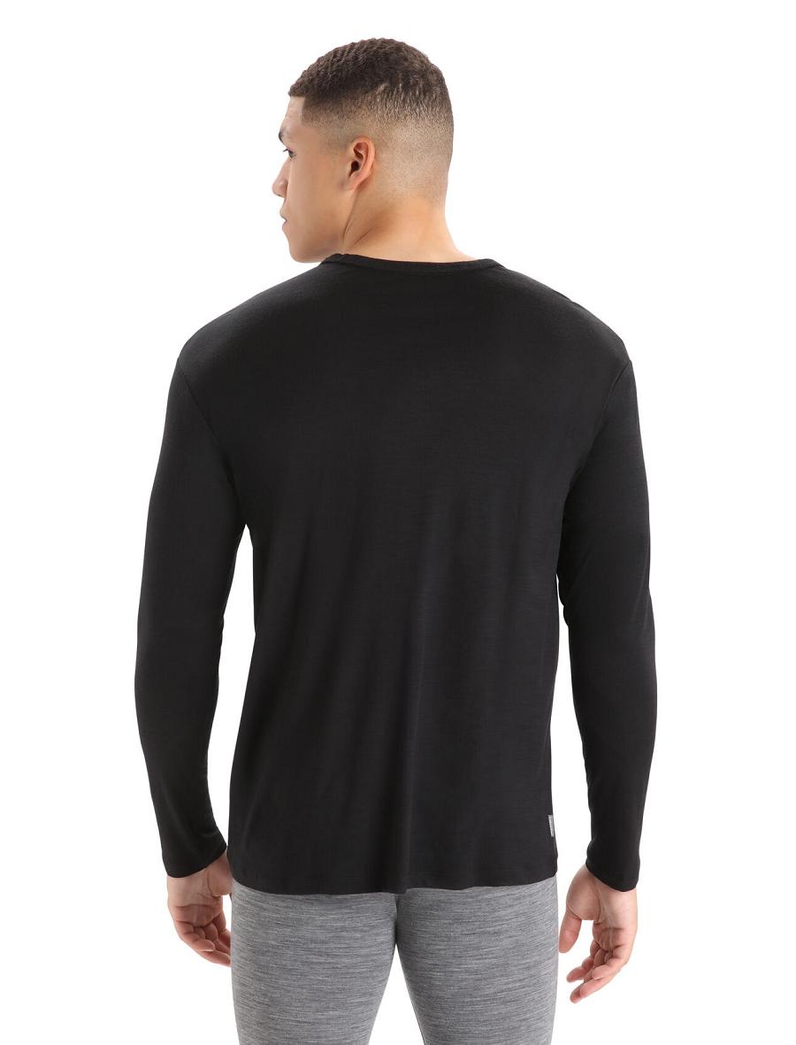 Icebreaker Merino Granary Pocket T-Shirt Miesten Long Sleeve Mustat | FI 1239NWYB